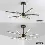 Modern LED Chandeliers,Garwarm 8-Lights Sputnik Pendant Lighting,Flush Mount Ceiling Hanging Lamp Fixture for Bedroom Livingroom Dinning Room,Black+Gold