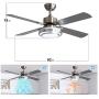 Warmiplanet 52-inch indoor ceiling fan with integrated LED lighting kit and remote control, four reversible white/silver blades, brushed nickel