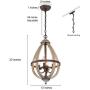 Farmhouse Orb Chandelier, Rustic Industrial Pendant Lighting, Wood Light Fixture Brown 4-Lights Chandeliers for Dining & Living Room