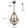 Farmhouse Orb Chandelier, Rustic Industrial Pendant Lighting, Wood Light Fixture Brown 4-Lights Chandeliers for Dining & Living Room