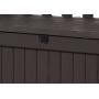 Keter Eden 70 Gallon Storage Bench Deck Box for Patio Furniture, Front Porch Decor and Outdoor Seating – Perfect to Store Garden Tools and Pool Toys,Brown / Brown