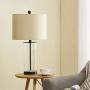 Maxax Table Lamps Set of 2 Glass Nightstand Lamp with Oatmeal Fabric Shade for Living Room Bedroom,Black Finish