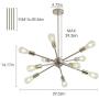 Sputnik Chandeliers Modern Vintage Pendant Lighting Industrial Ceiling Hanging Light 10 Lights, Nickel