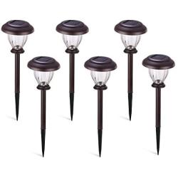 SUNWIND Solar Pathway Lights Outdoor Waterproof Glass Landscape Lights 6-Pack Warm White LED for Garden,Path,Patio Yard,Walkway and Driveway (Bronze Metal)