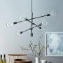 NIUYAO Modern Sputnik Chandelier Lighting 6 Lights Black Linear Chandelier Mid Century Pendant Lighting Ceiling Light Fixture for Hallway Bar Kitchen Dining Room 505157