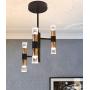 Joyxeon 6-Light Black and Gold Chandelier, LED Modern Chandeliers, Mid Century Ceiling Light Fixture, Industrial Pendant Lighting for Dining Room, Living Room, Kitchen, Entryway, 3000K 1500LM Bright