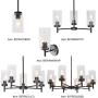 VINLUZ Farmhouse Chandeliers Black 3 Lights with Clear Glass Shades Modern Industrial Pendant Light Dining Room Lighting Fixtures Hanging Adjustable Wire Semi Flush Ceiling Lights