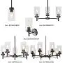 VINLUZ Farmhouse Chandeliers Black 3 Lights with Clear Glass Shades Modern Industrial Pendant Light Dining Room Lighting Fixtures Hanging Adjustable Wire Semi Flush Ceiling Lights