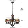 VINLUZ 5 Light Tiffany Chandeliers Lighting Victorian Antique 7-inch Stained Glass Shaded, Oil Rubbed Bronze Pendant Lights Traditional Ceiling Light Fixtures Hanging for Dining Room Bedroom