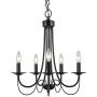 LALUZ Black Chandelier Farmhouse Rustic 5-Light Fixture with 2-Layer for Dining & Living Room, Bedroom, Kitchen and Foyer