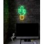 Isaac Jacobs 19” x 10” inch LED Neon Green Cactus with Yellow Planter Wall Sign for Cool Light, Wall Art, Bedroom Decorations, Home Accessories, Party, and Holiday Décor: Powered by USB Wire (Cactus)