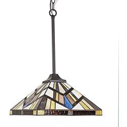 Capulina Tiffany Style Kitchen Lighting, 1-Light Stained Glass Lighting Fixtures, 11.9 inch Wide Lampshade Mini Pendant Light, Mission Style Kitchen Island Lighting, Tiffany Hanging Pendant Light