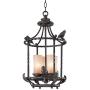 Song Birds Wrought Iron Bronze Pendant Chandelier 13'' Wide Rustic Cage Scavo Glass 4-Light Fixture for Dining Room House Foyer Kitchen Island Entryway Bedroom Living Room - Franklin Iron Works