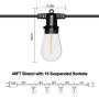 SUNTHIN 48FT LED Outdoor String Light with Shatterproof LED Filament Bulb for Patio Lights, Backyard Lights, Porch Lights, Party Lights and Commercial Lighting