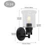 VINLUZ Farmhouse Glass Wall Sconces Lighting Black Finished 1-Lights Bathroom Vintage Wall Light Fixtures Vanity, Indoor Porch Lights Hallway Bedroom Dining Room