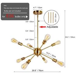 Qamra Modern Sputnik Chandelier, 30 inches Larger 8-Lights Ceiling Light Fixtures Pendant Lighting for Dining Room Bedroom Kitchen Island Living Room (Brass)