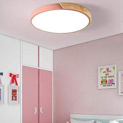 LITFAD Ceiling Light 12'' Macaron Modern Acrylic Round Flush Mount LED Ceiling Lamp in White Light for Kids Bedroom Living Room Restaurant Pink