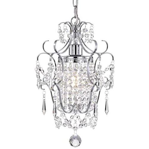 Vikashing Crystal Chandelier Lighting Mini Chrome Chandeliers 1 Light Elegant Iron Ceiling Light Fixture for Bedroom, Bathroom, Kitchen and Island Dining Room - ETL Listed