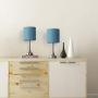 Bedside Table Lamps, Modern Brushed Nickel Nightstand Lamps Desk Lamps with Blue Fabric Shades for Living Room Family Bedroom Bedside Office(Set of 2)