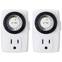 BN-LINK BND-60/U47 Indoor Mini 24-Hour Mechanical Outlet Timer, 3-Prong, 2-Pack