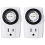 BN-LINK BND-60/U47 Indoor Mini 24-Hour Mechanical Outlet Timer, 3-Prong, 2-Pack