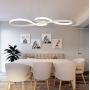 LED Chandelier Dining Room Island Ceiling Pendant Light Dimmable 3000K-6500K Remote Acrylic Half Flush Mount Lighting Fixtures, Modern Designer Height Adjustable Bedroom Living Room Decor Hanging Lamp