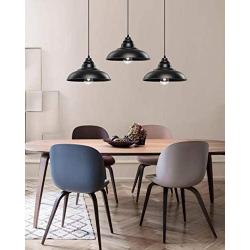 Pendant Lights, Lika Industrial Barn Ceiling Light Fixtures Black Hanging Pendant Lighting for Kitchen Island, Dining Room, Foyer (Black and Flat(Three Pack-Save$4.65))