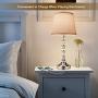 USB Table Lamp, Crystal Table Lamp Touch Control 3 Way Dimmable Nightstand Lamp with 2 USB Charging Ports, Modern Bedside Lamp with Gray Fabric Shade for Bedroom lamps, Living Room, Study Room, Office