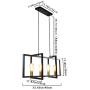 PUUPA Modern Industrial Geometric Island Chandelier, 4 Lights Pendant Hanging Light Fixture for Kitchen Island Dining Room Living Room