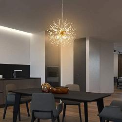 LLHZSY Modern Firework Chandelier 8-Lights Dandelion Sputnik Chandelier Gold Crystal Pendant Lighting Ceiling Light Fixture for Bedroom Living Room Dining Room