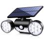 Fatpoom Solar Lights Outdoor 30 LED Solar Powered Wall Lights with Motion Sensor Dual Head Spotlights IP65 Waterproof 360° Adjustable Solar Motion Lights Outdoor for Front Door Yard Garden (1 Pack)