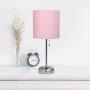 Limelights LT2024-LPK Stick Lamp with Charging Outlet and Fabric Shade, Light Pink