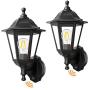 FUDESY 2-Pack Motion Sensor Exterior Light Fixture,Plastic Front Porch Light with 8W Edison Filament Bulbs,Waterproof Outdoor Lanterns for Garage,Yard,Patio,FDS616EPIRB2
