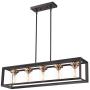 Zeyu 5-Light Kitchen Island Lighting, Modern Linear Pendant Light Fixture, Oil Rubbed Bronze and Gold Finish with Clear Glass, 013-5 ORB+BG