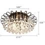 Semi Flush Mount 4-Light Crystal Chandelier，Modern Black Ceiling Lighting Fixture，Farmhouse Lighting for Island Bedroom Kitchen Dining Room Hallway