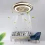 HarBin-Star 23Inch Ceiling Fan with Lights, Modern Double Circle Invisible LED Fan Chandelier Semi Flush Mount Tricolor Dimming with Remote Control