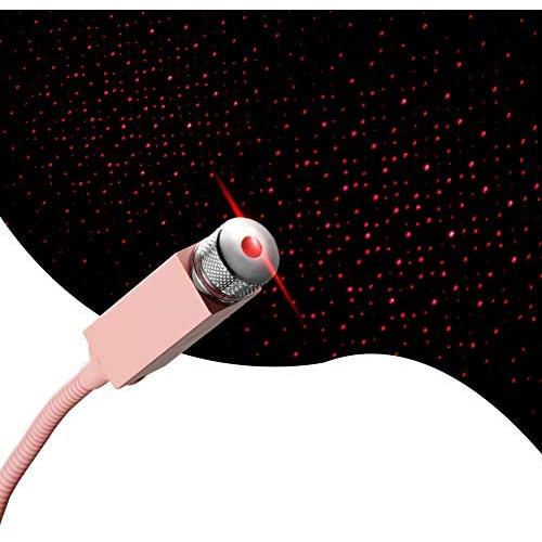 Star Projector Night Light, Loyalsea Adjustable Romantic Galaxy Flexible USB Interior Car Lights, Portable Night Lamp Decorations for Ceiling, Bedroom, Party and More(Pink）