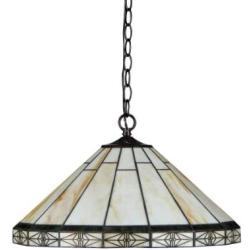 Chloe Lighting CH31315MI18-DH2 Belle Tiffany-Style Mission 2-Light Ceiling Pendant with Shade, 8.7 x 18.1 x 18.1'', Bronze