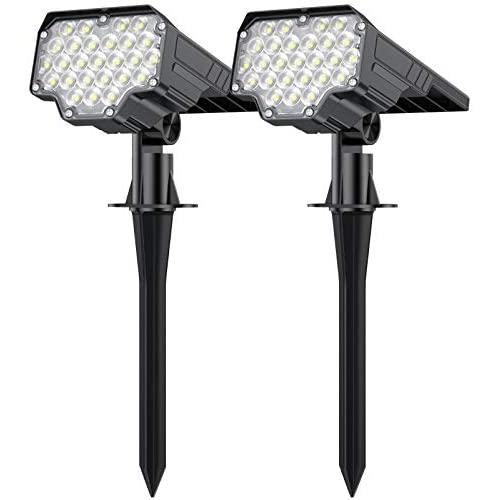 Solar Landscape Spotlights Outdoor, [650LM,2200mAh ] 26 LEDs Waterproof Solar Powered Wall Lights 2-in-1 Wireless Solar Landscaping Lights for Yard Garden Driveway Porch Walkway Pool [2 Pack]