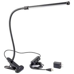 Leadleds 6W LED Desk Lamp – Dimmable Clip on Table Lamp – Flexible Gooseneck LED Eye-Caring Desk Light for Reading, Studying, Working, Bedroom, Office ( Black )