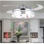 42 Inch Retractable Ceiling Fan with Light and Bluetooth Speaker, 7 Color Change Music Player Ceiling Chandelier with Remote,Fan Lighting Fandelier for Bedroom Living Room