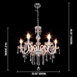 TryE 6 Arm Chandelier K9 Crystal Glass Ceiling Light E12 Pendant Lamp for Living Room Bedroom Hallway Entry