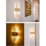 KCO Lighting Crystal Wall Lights Modern Elegant Wall Sconce Lighting Metal Wall Mount Light Fixtures with Clear Crystal, for Bedroom Living Dining Room (Gold)