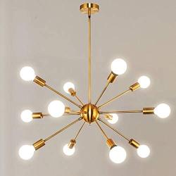 Brushed Gold Modern Sputnik Chandeliers 12 Lighting bewamf, Palacelantern Mid Century Vintage Brass Light Fixture Ceiling