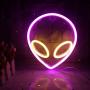 Wanxing Alien Neon Signs LED Neon Wall Sign Pink Yellow Neon Lights for Bedroom Kids Room Hotel Shop Restaurant Game Office Wall Art Decoration Sign Party Supply Gift (Pink+Yellow)