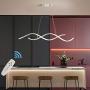 Ganeed Modern Wave Chandelier 2-Lights Dimmable LED Pendant Light with Remote Control Adjustable Height 40W Hanging Lamp Fixture for Dining Table Kitchen Islan Bedroom Living Room(White)