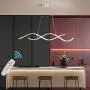 Ganeed Modern Wave Chandelier 2-Lights Dimmable LED Pendant Light with Remote Control Adjustable Height 40W Hanging Lamp Fixture for Dining Table Kitchen Islan Bedroom Living Room(White)