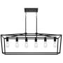 6 Light BONLICHT Farmhouse Kitchen Island Dining Room Chandelier,Matte Black Metal Rectangle Pendant Lighting Cage Ceiling Hanging Light Fixture for Bedroom Dining Room Kitchen Bar