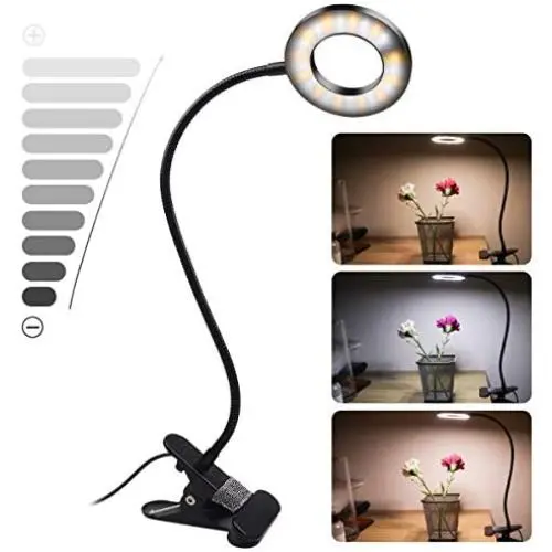 CLOOOUDS Clip On Light Clip On Lamp Reading Light LED USB Desk Lamp Book Clamp Light,3 Color Modes, 10 Brightness,Desk Lamp,Lash Lamp