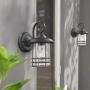 Emliviar 1-Light Outdoor Wall Lantern 2 Pack, Exterior Wall Lamp Light in Black Finish with Clear Seeded Glass -Twin Pack, OS-1803CW1